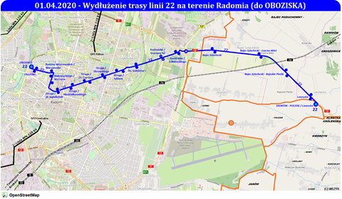 Wydłużenie trasy linii 22 na terenie Radomia do Oboziska