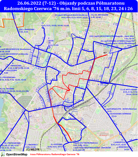Objazdy podczas Półmaratonu Radomskiego Czerwca '76