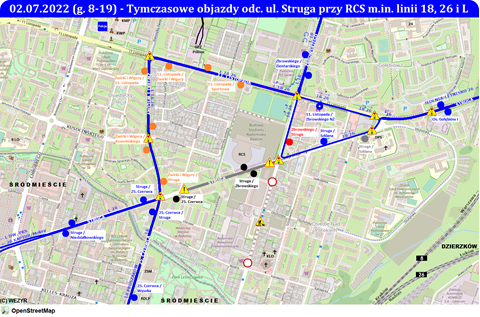 Objazdy odc. ul. Struga przy RCS