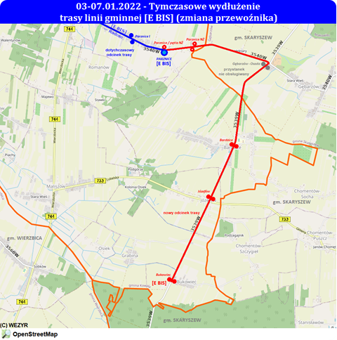 Wydłużenie trasy gminnej linii [E BIS]