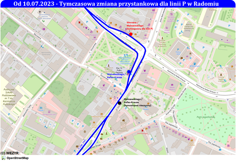 Tymczasowa zmiana przystankowa w Śródmieściu dla linii P