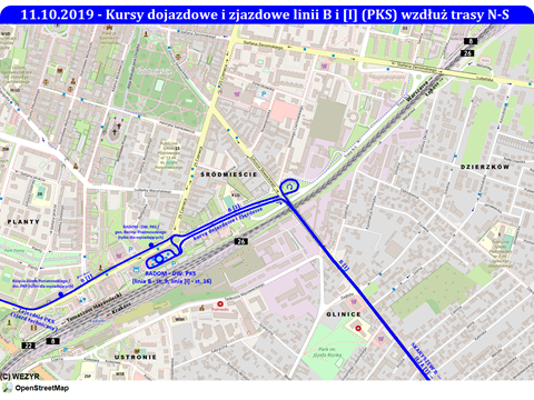 Nowy przebieg kursó dojazdowych i zjazdowych linii B i [I] (PKS Radom)