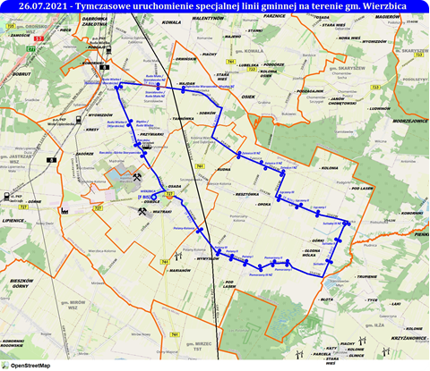 Nowa, tymczasowa, gminna, okrężna, darmowa linia specjalna gm. Wierzbica