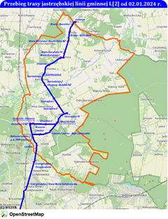 Przebieg trasy linii L[2] od 02.01.2024 r.
